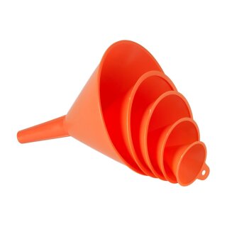 Pressol, orange funnel set. 5-piece, 50mm to 150mm