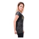 Lucky 13 Leopard Bow Skull T-shirt washed black