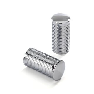 Kustom Tech, FL handlebar grip ends. Ribbed polished alu