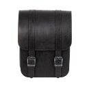 Ledrie, full leather swing arm bag left, 9 liter. Black