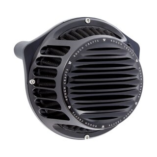 Rough Crafts Round Finned air cleaner assembly. All black
