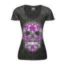 LT Lethal Angel Skull of flowers t-shirt grey