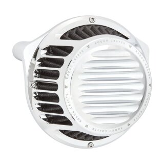 Rough Crafts Luftfilter Kit mit runden Lamellen Verchromt für Harley B.T. 93-17