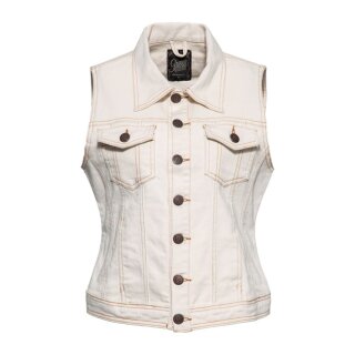 Queen Kerosin Speedway denim vest nature white