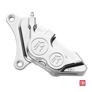 PM 4 Kolben Bremssattel vorne links poliert für Harley Dyna Softail Sporty 84-99