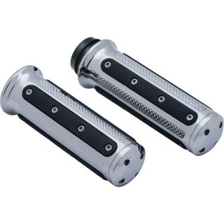 Heavy Industry Grips Black Chrome 1" Throttle By Wire