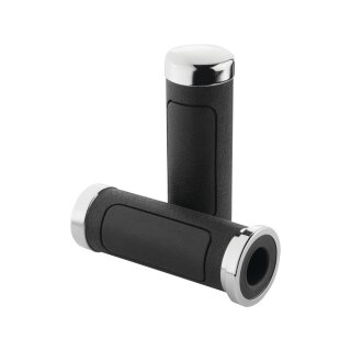 Big V Cruiser Grips Black Chrome 1" Throttle By Wire