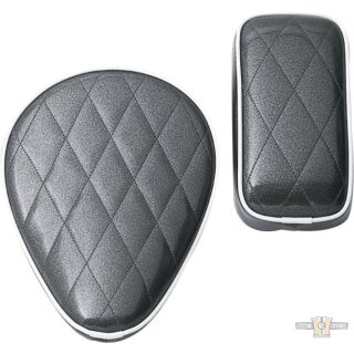 Small Spring Diamond Solo Seat Charcoal Metal Flake White Vinyl