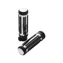 Ribbed Rubber Grips Black Chrome 1" Throttle By Wire