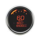 3 3/8" MLX-3000 Series Speedometer/Tachometer Scale: 250 mph; 250 km/h; Scale Color: black Aluminium 85.7 mm