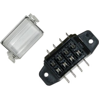4-Position Sealed ATO Fuse Holder with .25″ male tabs Black Clear