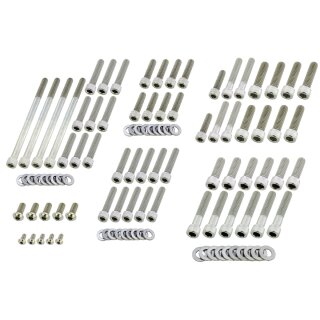 Drivetrain Screw Kits Kit includes screws for Primary Cover, Gear Cover, Inspection Cover, Derby Cover, Timer Cover, Inner Primary, Rockerboxes, Lifterbase, Transmission Side Cover Raw