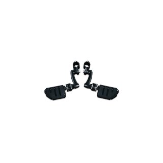 Longhorn Offset Highway Pegs with Trident Dually & 1-1/4" Magnum Quick Clamp Black, Gloss