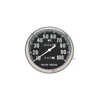 Police Special Speedometer Scale: 100 mph; Scale Color: black; Ratio 1:1 Chrome