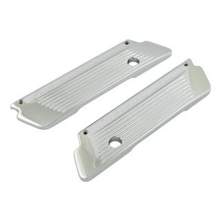 PM saddlebag latch covers Fluted, chrome