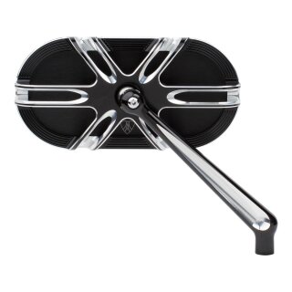 Deep Cut Caged Series Forged Billet Mirror Black, Anodized