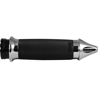 Custom Contour Spike Grips Black Chrome 1" Throttle By Wire