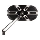 Deep Cut Caged Series Forged Billet Mirror Black, Anodized