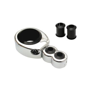 CABLE CLAMP 1"-1 1/8" DUAL THROTTLE / CLUTCH CABLE, CHROME