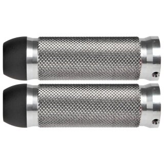 Phantom Base Grips for Internal Throttles by Müller Motorcycles Black Ring Aluminium 1" Satin Cable operated
