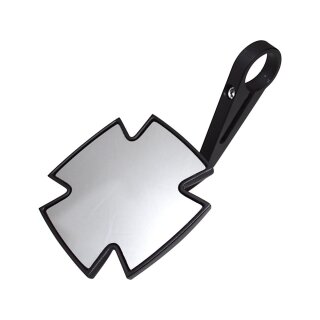 Iron Cross Bar End Mirror 115 mm stem Black, Anodized