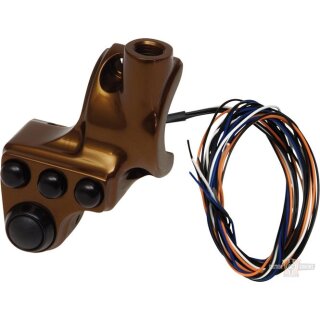Switch Housing, RR90, 4-Button, Cable/Hydraulic Clutch, Mirror Hole, Bronze Anodized