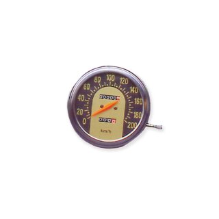 Fat Bob Speedometer Scale: 200 km/h; Scale Color: black/gold; Ratio 1:1