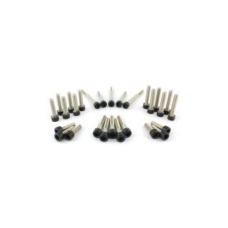 Drivetrain Screw Kits Kit includes screws for Cam Cover, Inner Cam Cover, Sprocket Cover, Primary Cover, Starter, Horn Raw