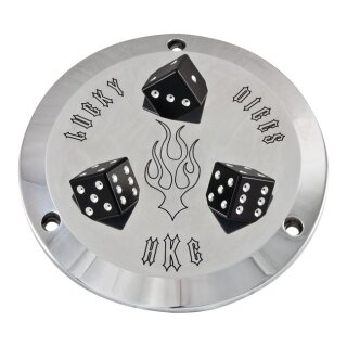 HARLEY DYNA SOFTAIL SHOVEL HKC DERBY COVER, LUCKY DICE POLIERT 70-98