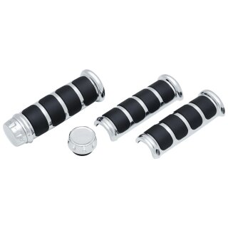 ISO Grip Covers for HD Heated Grips Black Chrome 1" Throttle By Wire