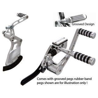 Forward Control Kit, +2", Grooved Pegs, Polished Forward Control Kit 2" Forwarded