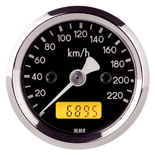 48 mm Basic Speedometer Scale: 220 km/h; Scale Color: black Chrome 48.0 mm