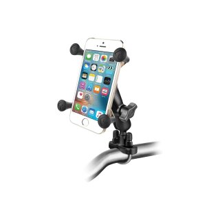 RAM Handlebar Rail Mount With Zinc Coated U-Bolt Base And Universal X-Grip Cell/Iphone Cradle