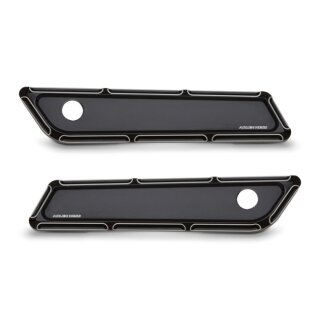 Arlen Ness, saddlebag latch cover set. Beveled, black CC