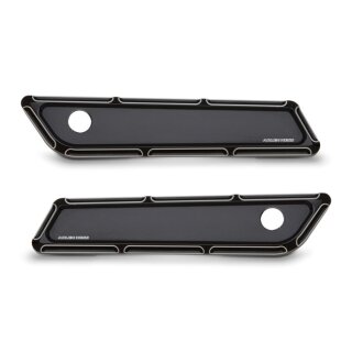 Arlen Ness, saddlebag latch cover set. Beveled, black CC