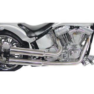 Falcon Double Groove Exhaust Systems Polished für Harley Softail 86-06 E2