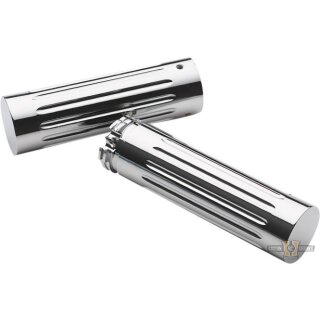 Thin Ribbed Grips Chrome 1" Cable operated