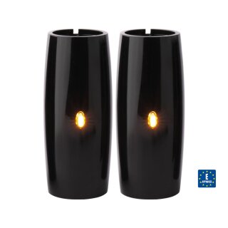 Flywheel Design Athene obere Gabel Cover mit LED Blinker schwarz für Dyna 06-17