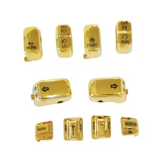 10 PC Switch Cap Set with Audio & Cruise Gold Hand Control Switch Cap Kit With audio & cruise control buttons