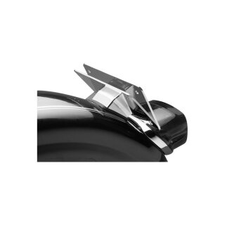 Laydown License Plate Mount Kit US Specification. Mounts Directly to OEM Hole Pattern on Rear Fender. Chrome