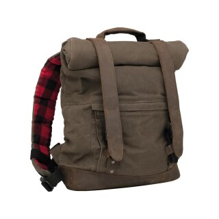 Back Pack, Voyager Luggage, Made Of Wet Waxed UV-Treated Cotton, Leather Paneling Back Pack