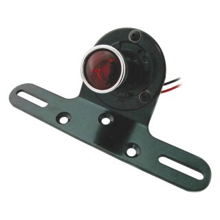Classic Round Taillight with License Plate Bracket Chrome Black Dual Filament