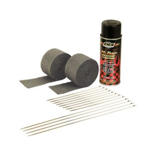 Exhaust Wrap Black with Black HT Silicone Coating Exhaust Wrap & Silicone Coating Kit Black