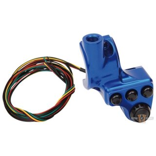 Switch Housing, RR90, 4-Button, Brake, Mirror Hole, Blue Anodized