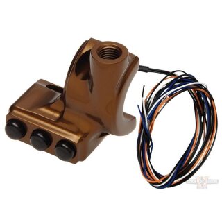 Switch Housing, RR90, 3-Button, Cable/Hydraulic Clutch, Mirror Hole, Bronze Anodized