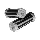 Eagle Ribbed Grips Black Chrome 1" Cable operated