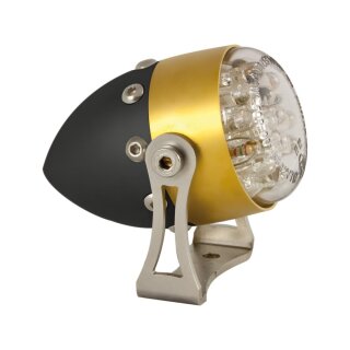 Retro LED Taillight Bezel: satin, Housing: satin Brass Black LED