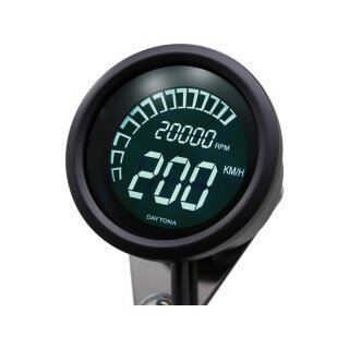 Digital Velona Speedo- & Tachometer Scale: 200 mph; 250 km/h; Scale Color: black Black 60.0 mm