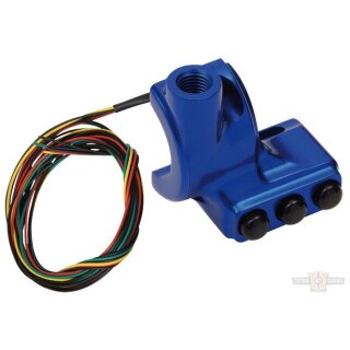 Switch Housing, RR90, 3-Button, Brake, Mirror Hole, Blue Anodized