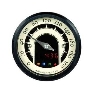 mst speedster Speedometer Scale: 200 mph; 200 km/h; Scale Color: black/white Black 49.0 mm